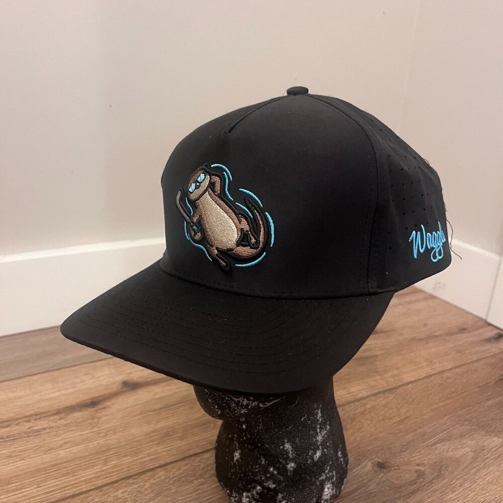 Waggle Nonsense Otter Black Snapback Hat Cap Golf Adjustable Breathable